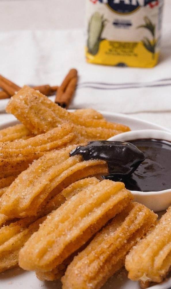 Churros with chocolate dipping sauce