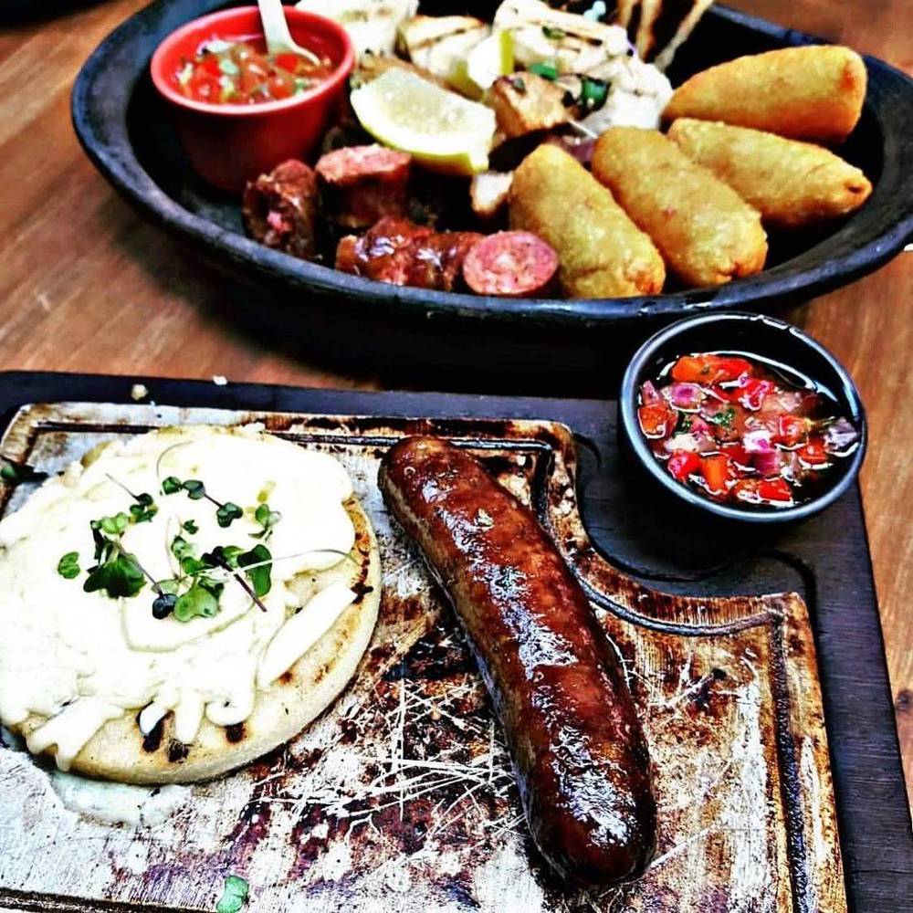 El Humero grilled chorizo and arepa