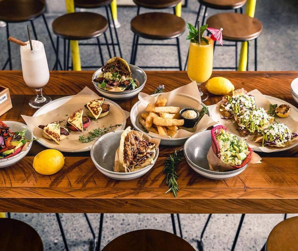Olas Arepas food spread